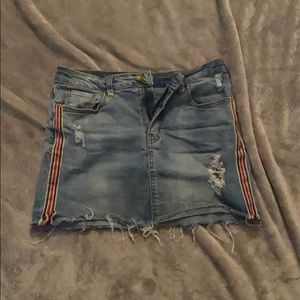 Distressed jean Skirt